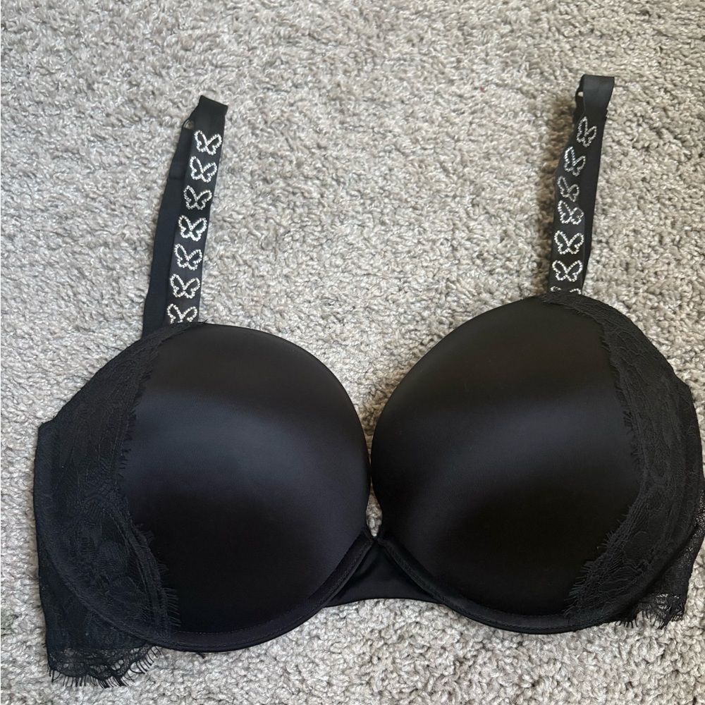 Victoria's Secret Black Bra with Lace and Butterfly Straps